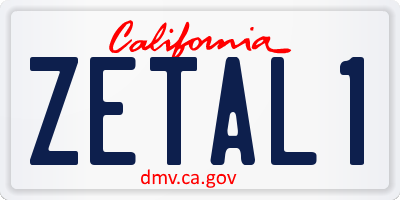 CA license plate ZETAL1