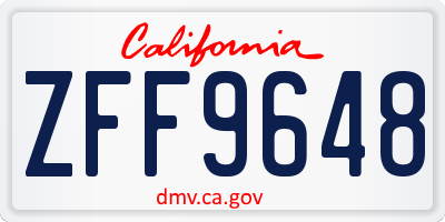 CA license plate ZFF9648