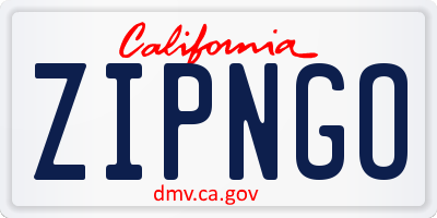 CA license plate ZIPNGO