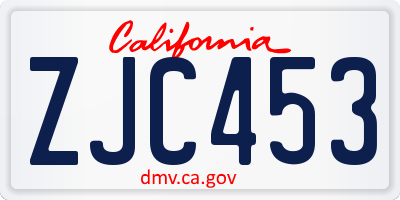 CA license plate ZJC453