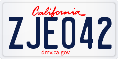 CA license plate ZJE042