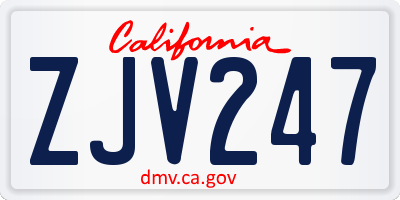 CA license plate ZJV247