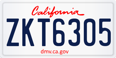 CA license plate ZKT6305