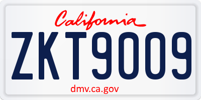 CA license plate ZKT9009