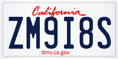 CA license plate ZM9I8S