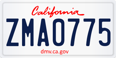 CA license plate ZMA0775