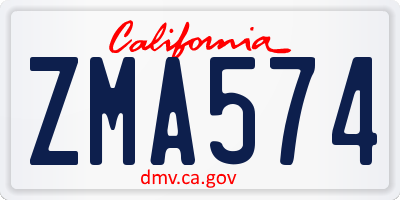 CA license plate ZMA574
