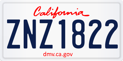 CA license plate ZNZ1822