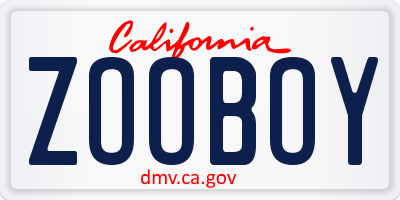 CA license plate ZOOBOY