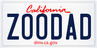 CA license plate ZOODAD
