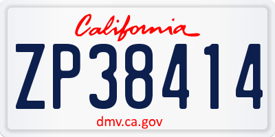 CA license plate ZP38414