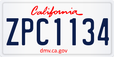 CA license plate ZPC1134