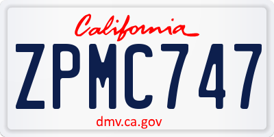 CA license plate ZPMC747