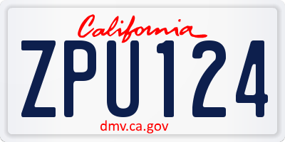 CA license plate ZPU124