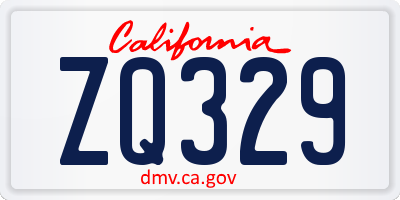 CA license plate ZQ329