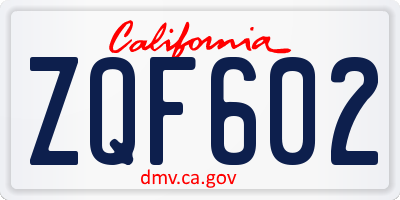 CA license plate ZQF602