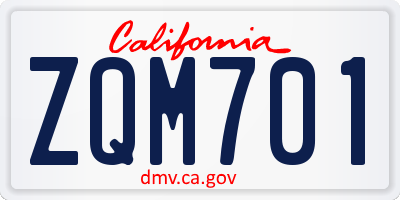 CA license plate ZQM701