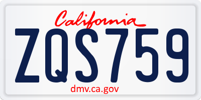 CA license plate ZQS759