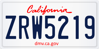 CA license plate ZRW5219