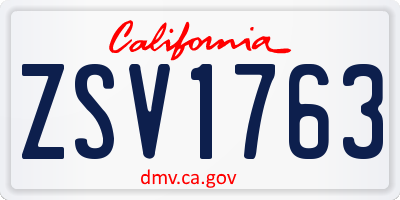 CA license plate ZSV1763