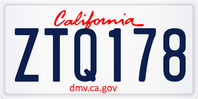 CA license plate ZTQ178