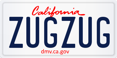 CA license plate ZUGZUG