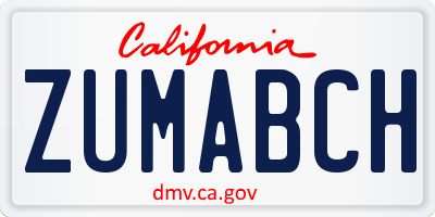 CA license plate ZUMABCH