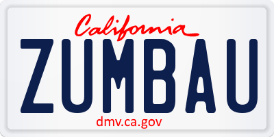 CA license plate ZUMBAU