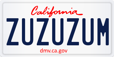 CA license plate ZUZUZUM