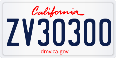 CA license plate ZV30300