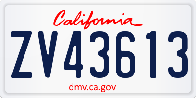CA license plate ZV43613