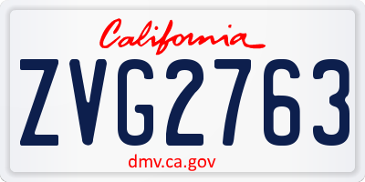 CA license plate ZVG2763