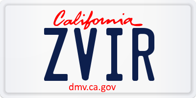 CA license plate ZVIR