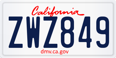 CA license plate ZWZ849