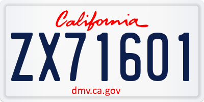 CA license plate ZX71601