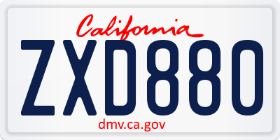 CA license plate ZXD880