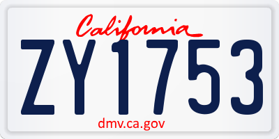 CA license plate ZY1753