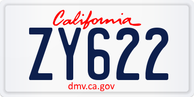 CA license plate ZY622