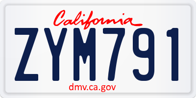 CA license plate ZYM791