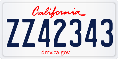 CA license plate ZZ42343