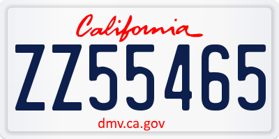 CA license plate ZZ55465