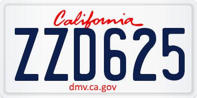 CA license plate ZZD625