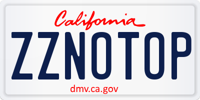 CA license plate ZZNOTOP