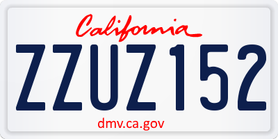 CA license plate ZZUZ152