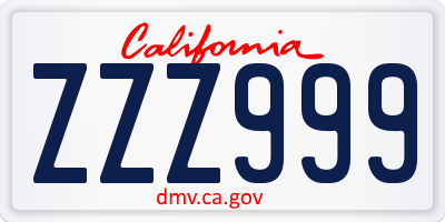 CA license plate ZZZ999