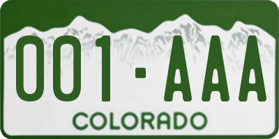 CO license plate 001AAA