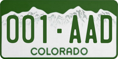 CO license plate 001AAD