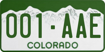 CO license plate 001AAE