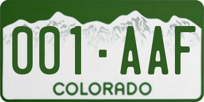 CO license plate 001AAF