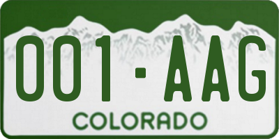 CO license plate 001AAG